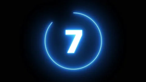 Animation 4K. 4096x2304P. countdown number 10-0 seconds. Circle neon light 10  Stock Footage 139219490