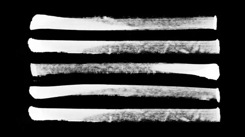 Animation of 5 abstract stacked brush stroke lines on black background. Video stock 293812635