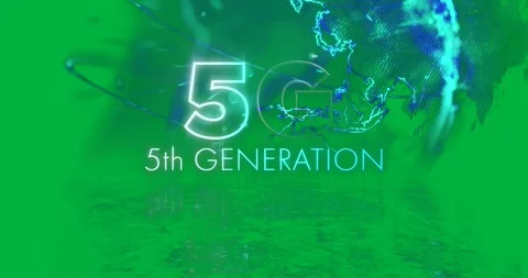Animation of 5g 5th generation text in blue neon letters and globe spinning Stock Footage 325294996