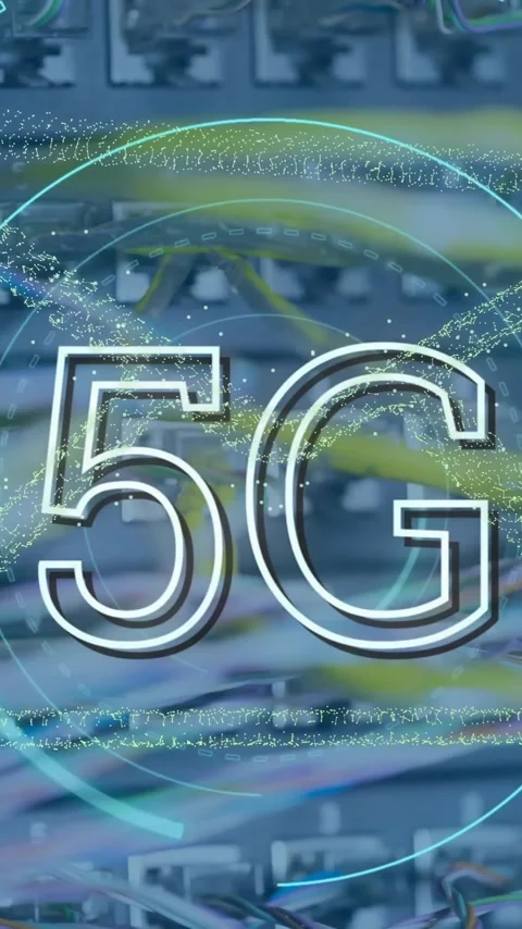 Animation of 5g text, digital data processing over computer servers Stock Footage 342034014