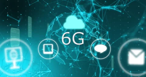 Animation of 6G technology concept with cloud and globe in digital network Stock Footage 306200998