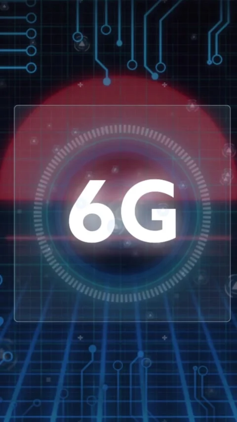 Animation of 6G technology with digital circuits and futuristic interface Stock Footage 344404289