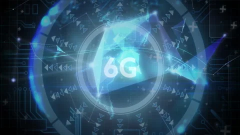 Animation of 6G technology with digital globe and futuristic data visualization Stock Footage 303564563