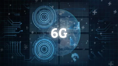 Animation of 6G technology with digital interface and global connectivity Stock Footage 304011582