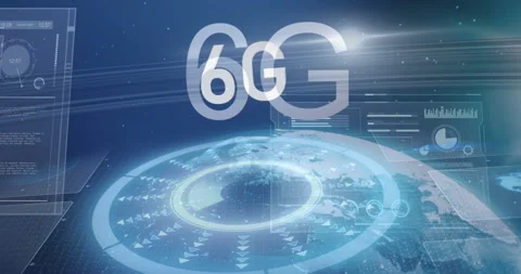 Animation of 6G technology with digital interface and futuristic data Stock Footage 305817085