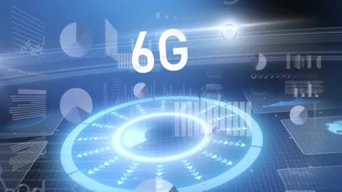 Animation of 6G technology with futuristic data visualization and digital graphs Stock Footage 330058889