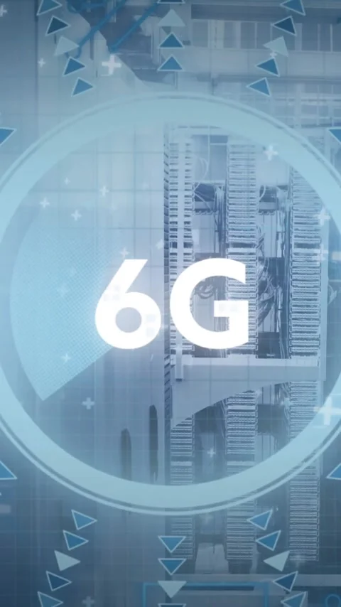 Animation of 6g text and data processing over computer servers Stock Footage 343920694