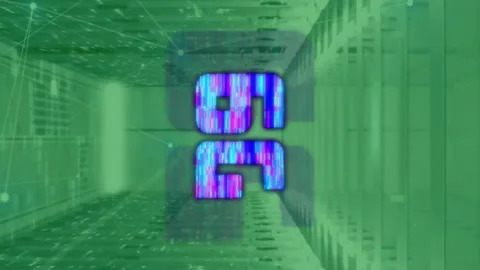 Animation of 6g text and digital data processing over computer servers Stock Footage 312906442