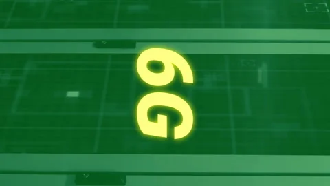 Animation of 6g text and digital data processing and 6g text over computer Stock Footage 313018273
