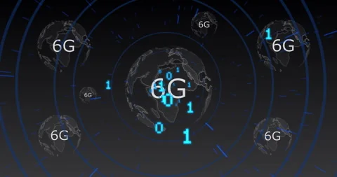 Animation of 6g text, binary coding digital data processing over globe Stock Footage 310032586