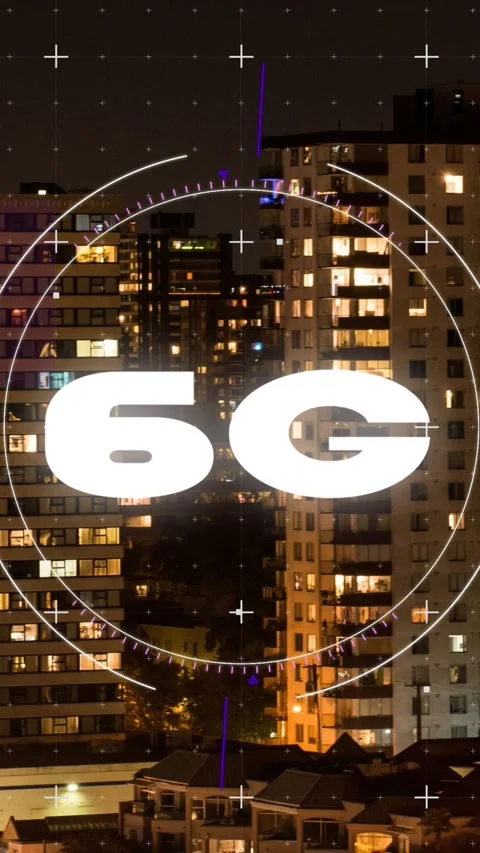 Animation of 6g text, cityscape and connections Stock Footage 341918603