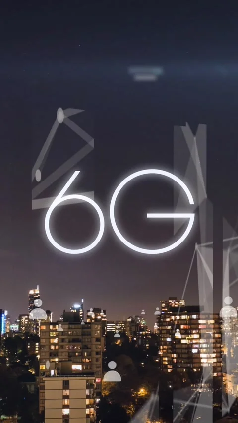 Animation of 6g text, cityscape and computer data processing Stock Footage 341953406
