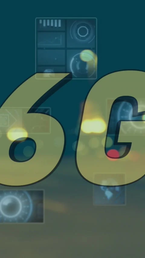 Animation of 6g text, data processing and scopes scanning on screens over out of Stock Footage 331646768
