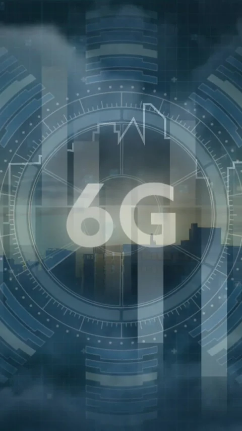 Animation of 6g text, data processing and scopes scanning on screens over Stock Footage 331646769
