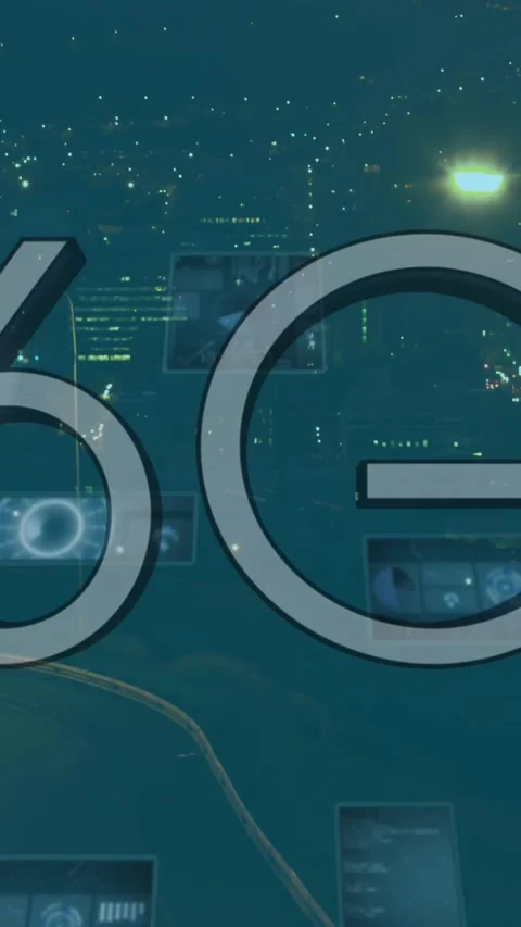Animation of 6g text, data processing and scopes scanning on screens over fast Stock Footage 331646772