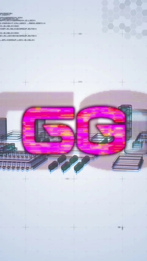Animation of 6g text, data processing and computer processor over light blue Stock Footage 331649929