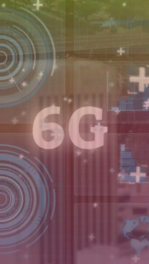 Animation of 6g text, data processing and scopes scanning on screens over Stock Footage 331718216