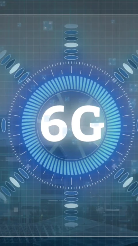 Animation of 6g text, data processing and computer circuit board Stock Footage 342005395