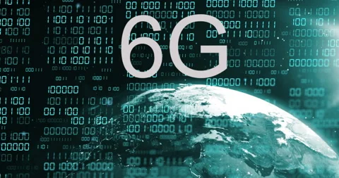 Animation of 6g text, globe with binary coding and data processing over dark Stock Footage 265551227