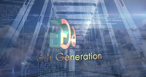 Animation of 6g text over data processing and server room Stockbeeldmateriaal 328351198