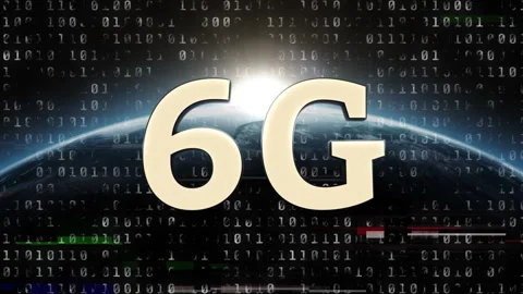 Animation of 6g text over globe and binary coding on blue background Stock Footage 154664503