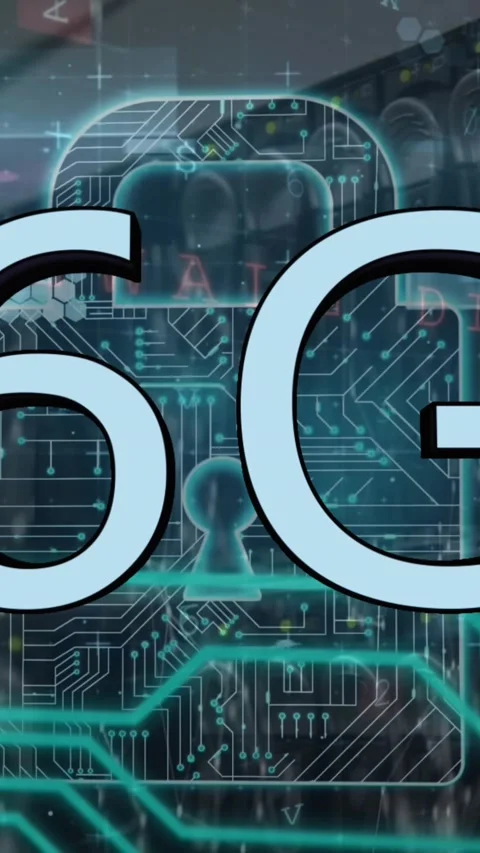Animation of 6g text, padlock, computer servers and data processing Stock Footage 344557555