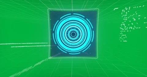 Animation of 6g text, scope scanning and data processing on screens Stock Footage 325178424