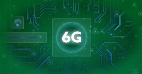 Animation of 6g text, scope scanning, globe spinning and data processing on Stock Footage 325366752