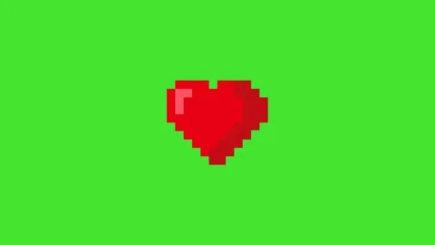 Animation of 8 Bit Red Heart Pulse on Green Screen Chroma Key Vídeos de archivo 344572606