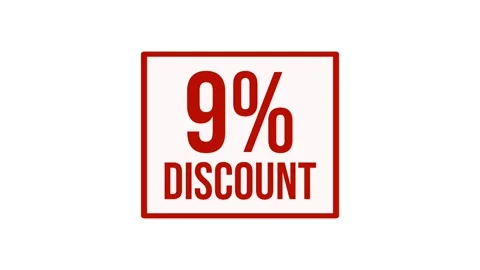 Animation 9% discount label motion graphic with bold red typography on white Stock Footage 346885167