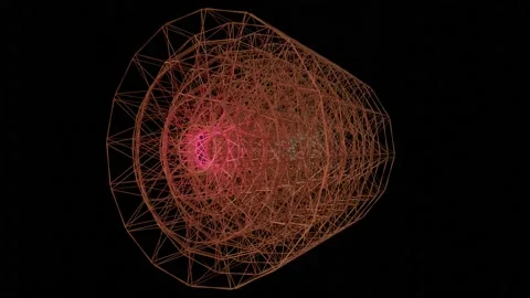 Animation of an abstract 3d sci-fi wireframe object rotating on its axis. Stock Footage 145737709