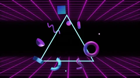 Animation of abstract 3d shapes and grid... | Stock Video | Pond5