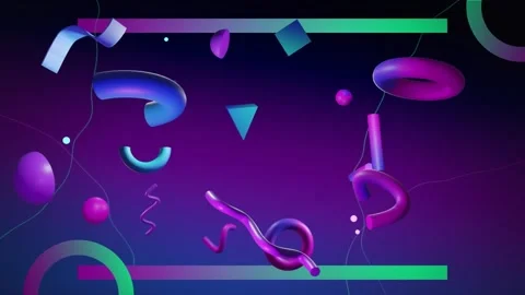 Animation of abstract 3d shapes over pur... | Stock Video | Pond5