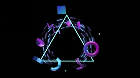 Animation of abstract 3d shapes over bla... | Stock Video | Pond5