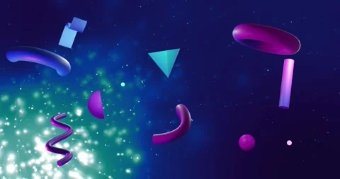 Animation of abstract 3d shapes over dar... | Stock Video | Pond5