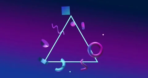 Animation of abstract 3d shapes over pur... | Stock Video | Pond5