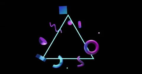 Animation of abstract 3d shapes over tri... | Stock Video | Pond5