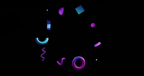 Animation of abstract 3d shapes over bla... | Stock Video | Pond5