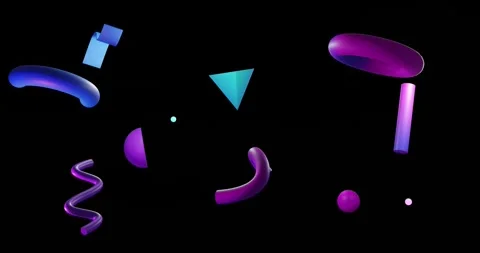 Animation of abstract 3d shapes over bla... | Stock Video | Pond5