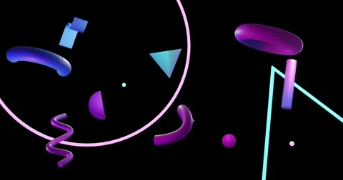 Animation of abstract 3d shapes over cir... | Stock Video | Pond5