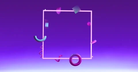 Animation of abstract 3d shapes over pur... | Stock Video | Pond5
