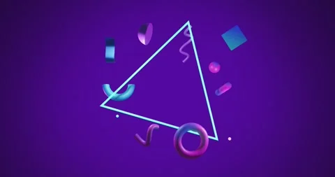Animation of abstract 3d shapes over pur... | Stock Video | Pond5