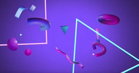 Animation of abstract 3d shapes over pur... | Stock Video | Pond5