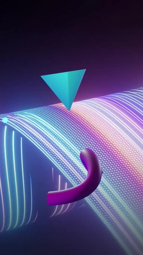 Animation of abstract 3d shapes over black background Stock Footage 342005273