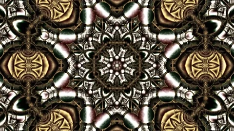 Animation of abstract background with golden circular fractal ornament Stock Footage 149668447