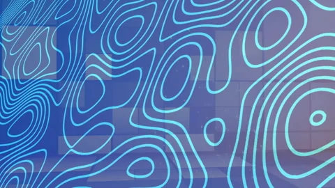Animation of abstract blue contour lines forming patterns on geometric Stock Footage 303528638