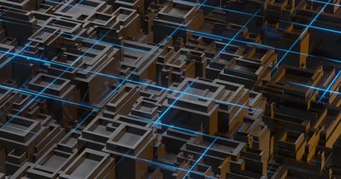 Animation of abstract blue technology lines Видео 200204730