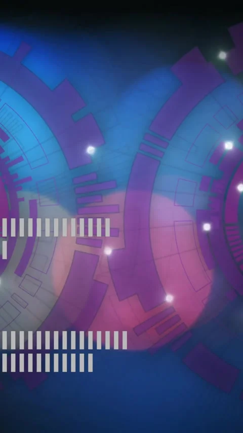 Animation of abstract circular patterns with digital data bars on blue Stock Footage 319416230