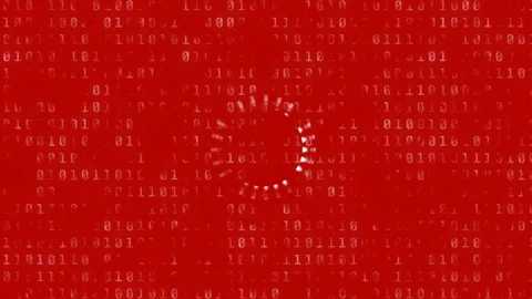 Animation of abstract circular shape pulsating over binary coding data Stock-Footage 327060048