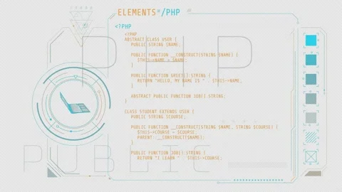 Animation of the abstract coding process in HUD style. Stock Footage 160696358